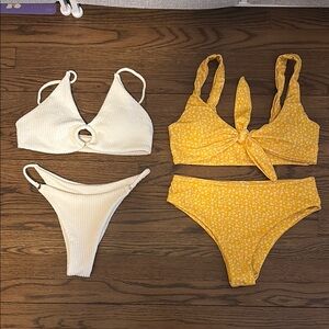 SHEIN White and Yellow Bikinis
